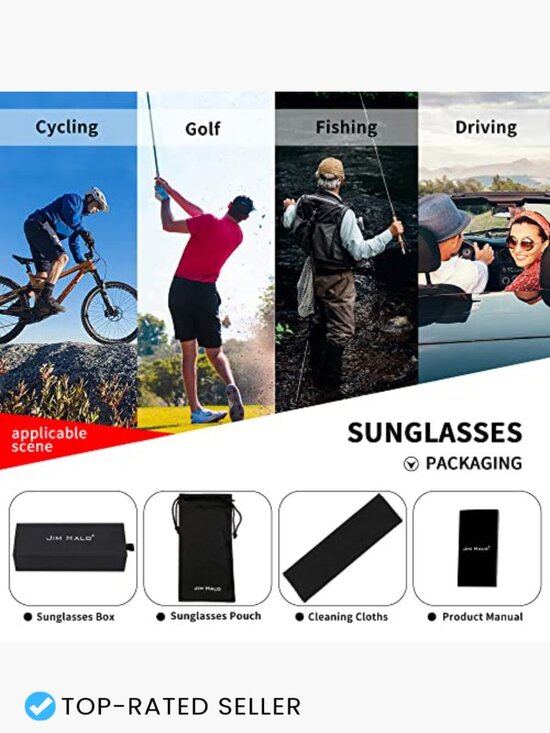 Retro Square Polarized Sunglasses for Driving Fishing Hiking Golfing main image 6
